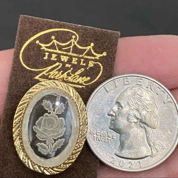 Vintage Jewels Park Lane Rose Flower Intaglio & Mini Victorian Cameo Stick Pins - Picture 9 of 10